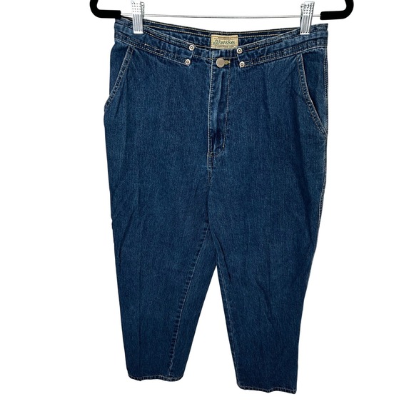 St. John's Bay Denim - St. John's Bay Mom Jeans Blue‎ Denim Slant Pockets Unique Waist Women's Size 12P